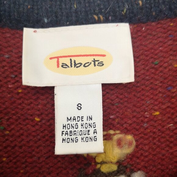 Talbots Ladies Size 8 Button Front Alpine Poppy 100% Lambswool Christmas Sweater - Picture 3 of 10